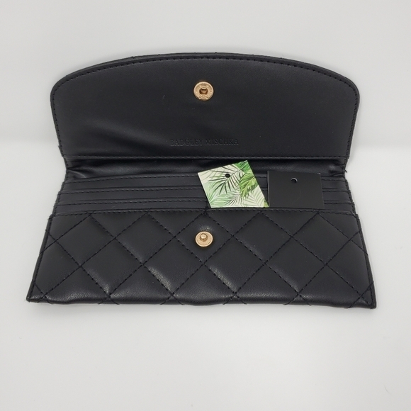 BADGLEY MISCHKA BLACK QUILTED TOP HANDLE PURSE NWOT BLACK WALLET FAUX LEATHER - Picture 6 of 16